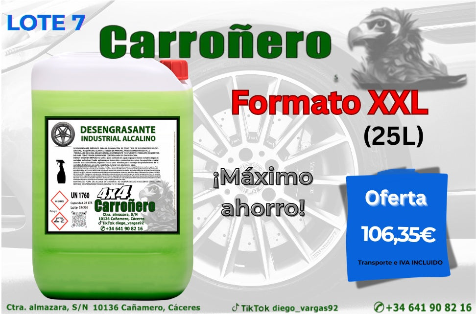 LOTE 7: Desengrasante Carroñero  4X4 1 UD 25 L FORMATO XXL (talleres-profesional)