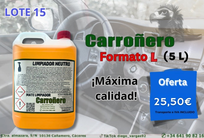 LOTE 15: Limpiador Neutro MATE- Para turismos-Formato 5L- (Talleres-profesional)