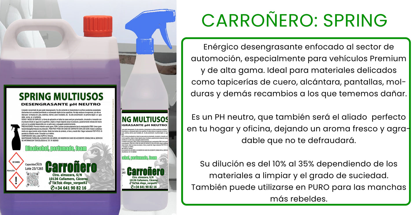 LOTE 11: Desengrasante Carroñero 4X4, 911 y PH Neutro Spring Multiusos- 1 L-FORMATO L (Profesional-Industrial-Particular) + REGALO