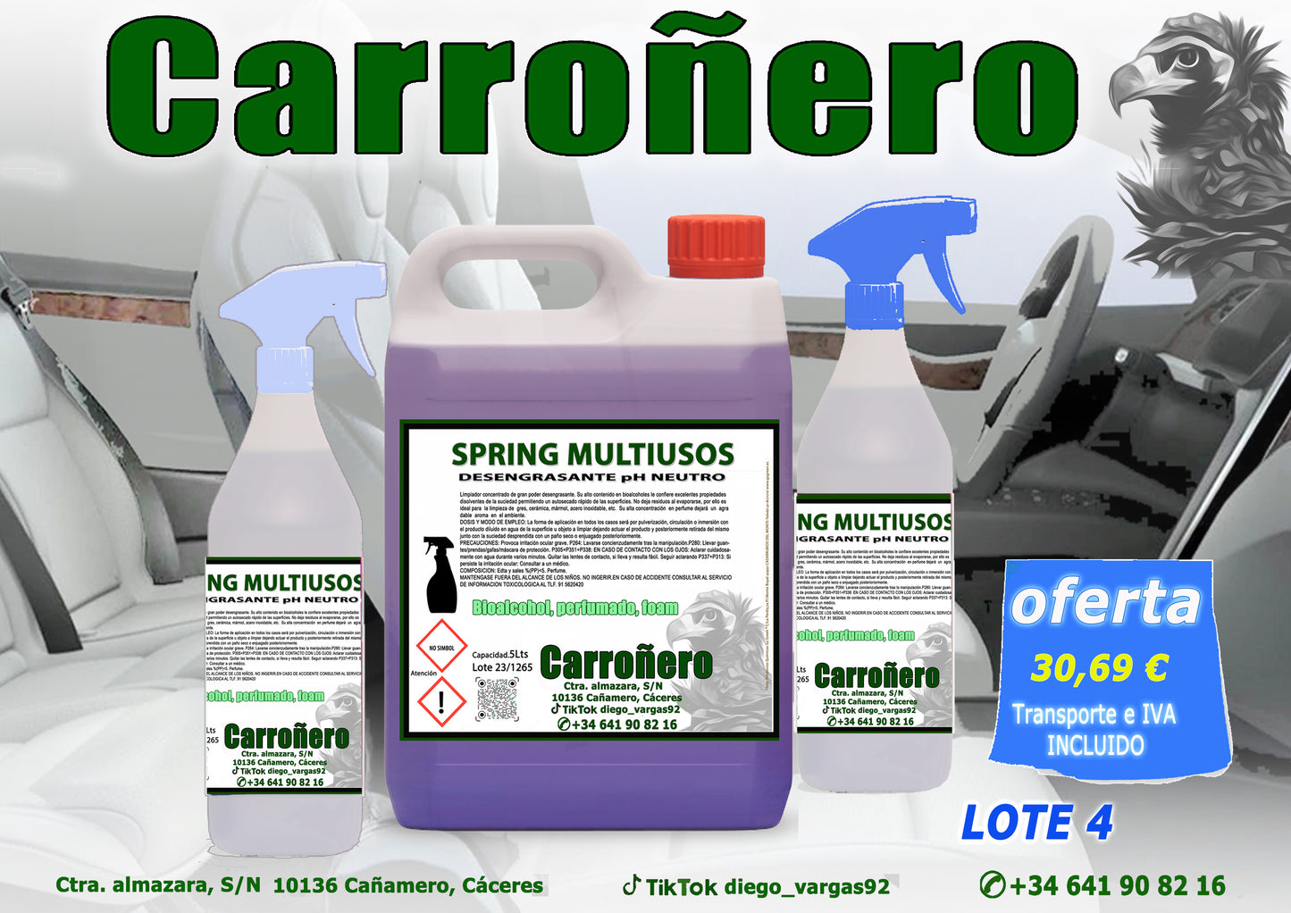 LOTE 4: Carroñero Spring (PH Neutro) 1 UD 5 L + Regalo (talleres-profesional)