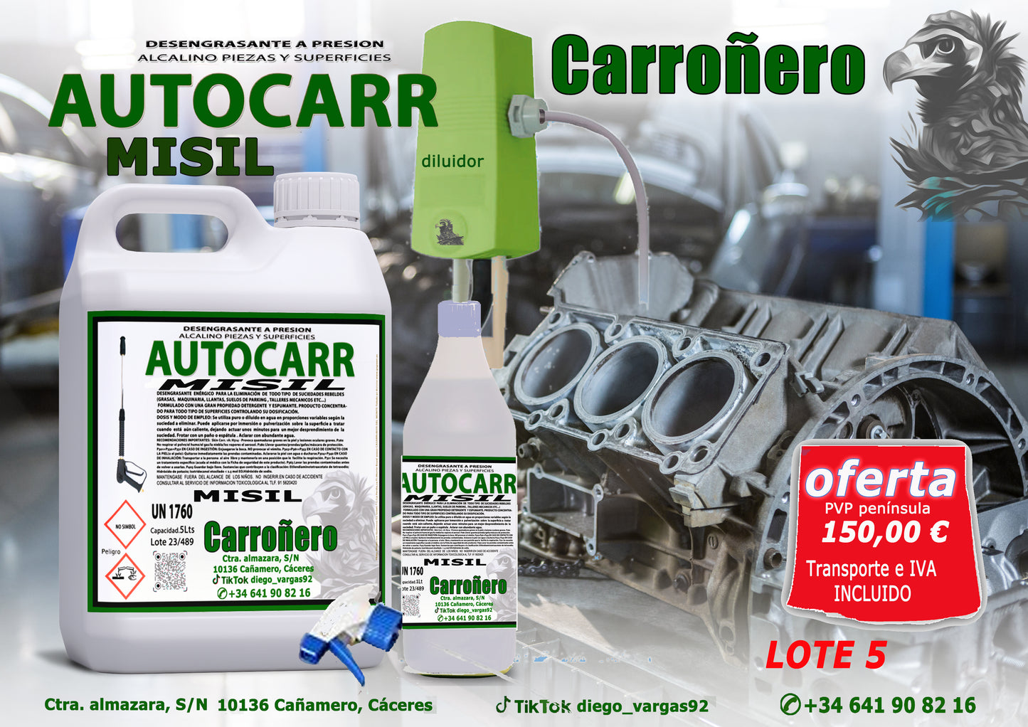 LOTE 5: Carroñero Misil 5 L + Diluidor conexión directa al agua